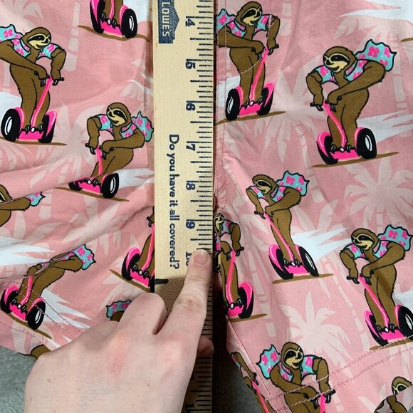 Party Pants Swim Trunks Men's Medium Peach Rollin Deep Shorts Sloth Beach Preppy - Picture 12 of 13